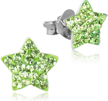 LUISIA® Ohrringe Stern mit Kristallen von Swarovski® - 925 Sterling Silber - Hellgrün