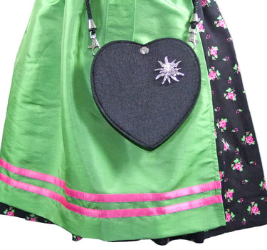 Kinder Herz Trachten Handtasche mit Edelweiß | Hellgrün
