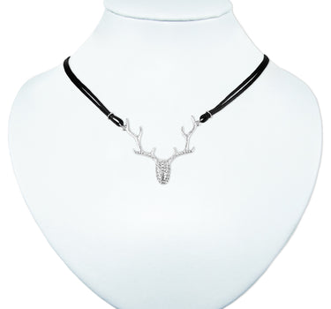 LUISIA Halskette "Nicola" mit Strass Hirschkopf | Schwarz