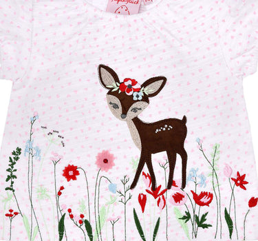BONDI T-Shirt "Bambi" für Babys und Mädchen 86617 - Weiß / Bunt | Kurzarmshirt
