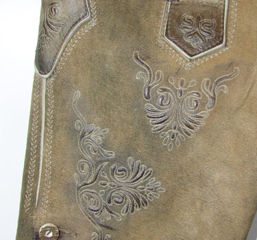 MADDOX Kurze Lederhose "Ammersee" mit Gürtel | Antik Sand