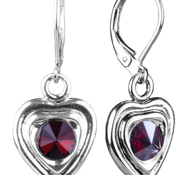 LUISIA® Ohrringe Lisanne Herzanhänger mit Kristallen von Swarovski® - Dunkelrot