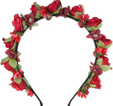 Blumen Haarreif "Sabia" mit Rosen und Blüten | Rot