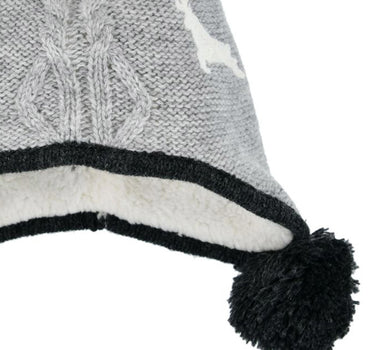 BONDI Strickmütze "Gipfelkraxler" 91467 für Baby Jungen - Grau | Kindermütze Wintermütze Gefüttert