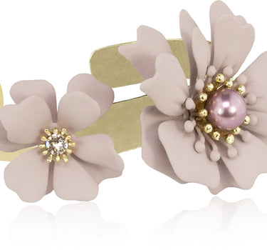 LUISIA Armreif Armspange Nelia mit Blumen - 16 Karat vergoldet Altrosa