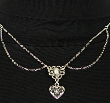 LUISIA Halskette Cecilia mit Perlenblume und Herzanhänger - Silber