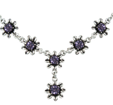 Blumen Collier mit Ohrhängern - Lila