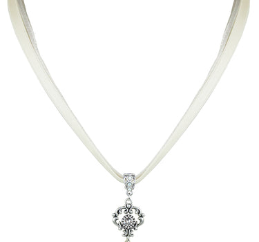 LUISIA Halskette Malou mit Ornament Anhänger und Kristall von Swarovski - Creme