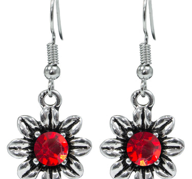 Blumen Collier mit Ohrhängern - Rot