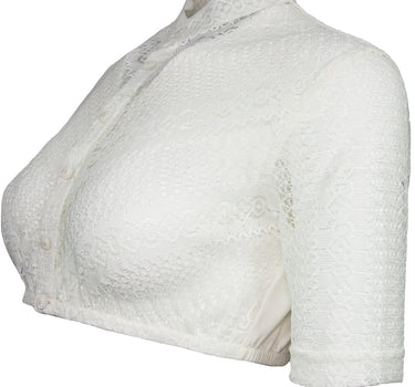 Bergweiss Trachten Hochgeschlossene Damen Spitzen Dirndlbluse Solvie - Ecru