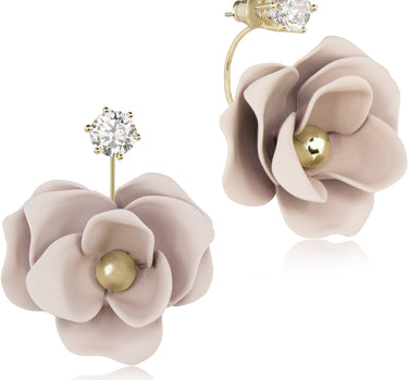 LUISIA® Front Back Ohrringe Jarla mit Blumen - 16 Karat vergoldet Altrosa