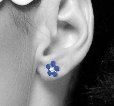 LUISIA Ohrstecker Blume  - 925 Sterling Silber Blau