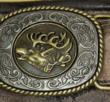 MADDOX Kurze Trachten Lederhose "Horb" mit Gürtel | Natur Vegetabil