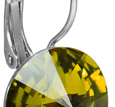 LUISIA 14 mm Ohrringe Rivoli mit Kristallen von Swarovski - Olivgrün