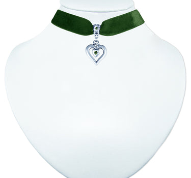 LUISIA® Samt Kropfband "Heart in Heart" | Olivgrün