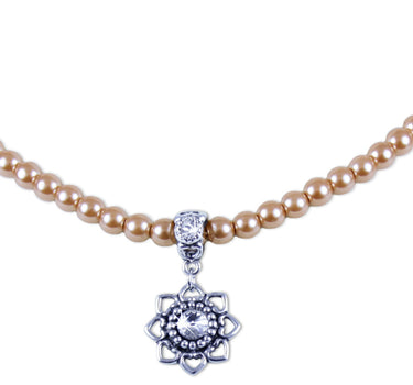 LUISIA Perlencollier Tessa mit Herzblüte - Nougat