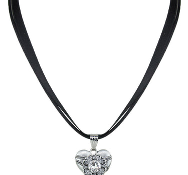 LUISIA Halskette Paula mit Herzanhänger und Kristall von Swarovski - Schwarz