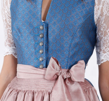 Krüger Collection Damen Dirndl Pia - Blau Rosé 70cm