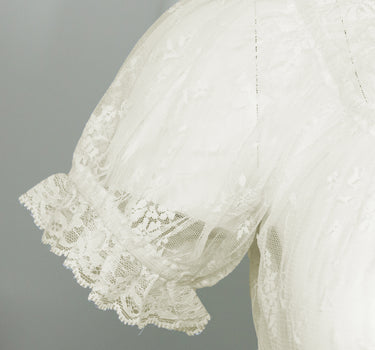 Pierre Marcel Transparente Damen Carmen Dirndlbluse Mila mit Spitze - Creme