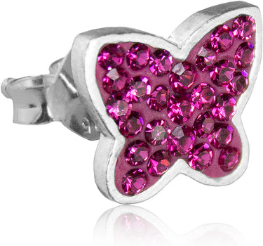 LUISIA Ohrringe Schmetterling Kristallen von Swarovski - 925 Sterling Silber - Pink