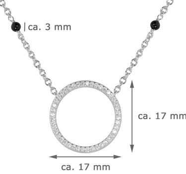 LUISIA Halskette "Ring mit schwarzen Achat Perlen" 67044 | 925 Silber (Länge 50cm)