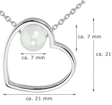 LUISIA Halskette mit Anhänger "Herz mit Perle" 67115 | 925 Silber (50 cm Länge)