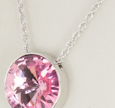 LUISIA® Halskette "Sinja" mit Premium Kristallen - 14 mm - Silber / Light Rose