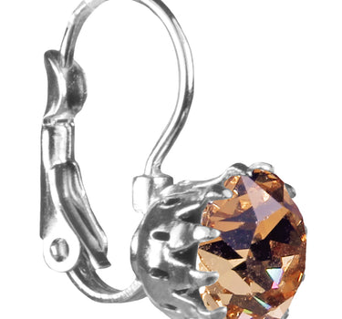 LUISIA® Ohrringe Grazia mit Kronen Anhänger und Kristall von Swarovski® - Hellbraun