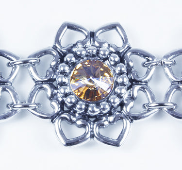 LUISIA Armband Leandra mit Herzblüten und Kristallen von Swarovski - Light Col. Topaz / Hellbraun