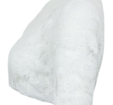 Pierre Marcel Damen Halbarm Spitzen Dirndlbluse Bernice mit Pailletten - Weiß