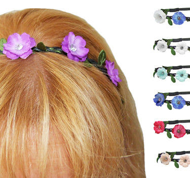 Blumen Haarband mit Blüten und glitzernden Schmucksteinen Rot