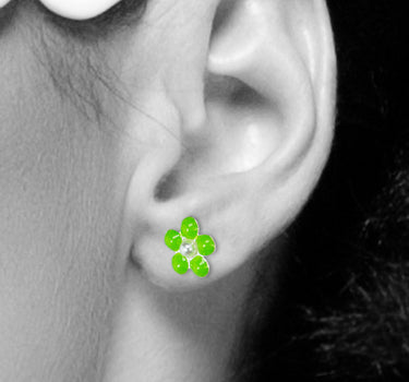 LUISIA Ohrstecker Blume  - 925 Sterling Silber Hellgrün