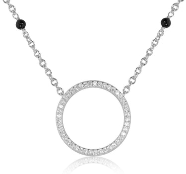 LUISIA Halskette "Ring mit schwarzen Achat Perlen" 67044 | 925 Silber (Länge 50cm)