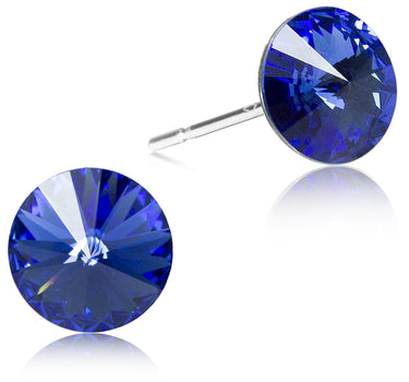 LUISIA Ohrstecker mit Kristallen von Swarovski - 6 mm Safir / Royalblau