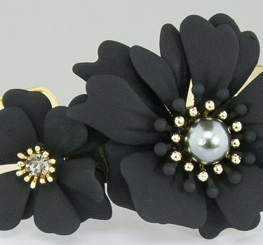 LUISIA Armreif Armspange Nelia mit Blumen - 16 Karat vergoldet Schwarz