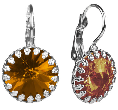 LUISIA® Kronen Ohrringe "Vivana" mit Swarovski® Element | Light Topaz - Hellbraun