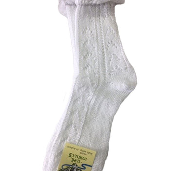 Isar-Trachten Kurze Kinder Strümpfe Ajourmuster mit Rüschen 11042 | Weiß