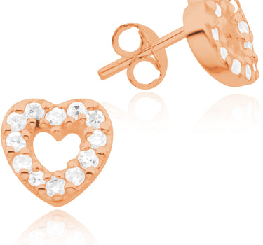 LUISIA® Ohrstecker Herz mit Zirkonia - 925 Sterling Silber Roségold