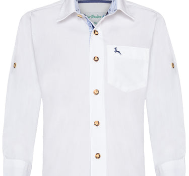 Isar-Trachten Kinder Trachtenhemd "Luis" Hirschmotiv 48202 | Weiß Blau