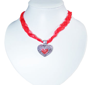 LUISIA Geflochtene Halskette Raina - Rot