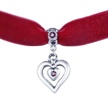 LUISIA® Samt Kropfband "Heart in Heart" | Rot