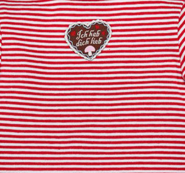 BONDI Langarm Baby Body "Lausmadl" mit Rehmotiv 86559 - Rot Geringelt | Mädchen Wäsche Baumwolle