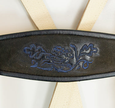 Maddox Kurze Lederhose mit Stegträgern Bertolo - Dunkelbraun Blau - Antik Reut