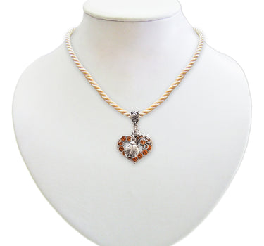 LUISIA Kordelkette Svea mit Herzanhänger und Glückskäfer - Creme