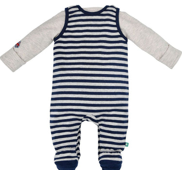 BONDI Baby Strampler "Bagger" geringelt 2-tlg. 93654 | Navy / Natur