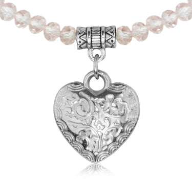 Glas Perlen Halskette mit Herz - Rosa