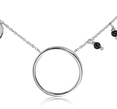 LUISIA Halskette "Ring mit schwarzen Achat Perlen" 67051 | 925 Silber (Länge 50cm)