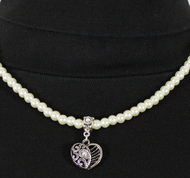 LUISIA Perlenkette "Ariela" mit Herzanhänger | Brautschmuck Halskette Collier zu Dirndl Brautkleid