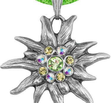 Edelweiß Halskette mit Kristallen von Swarovski® - Apfelgrün