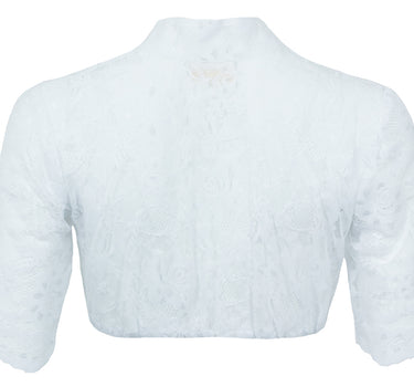 Pierre Marcel Damen Halbarm Spitzen Dirndlbluse Ylvie mit Stehkragen - Weiß